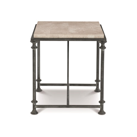 Galesbury Rectangular Cream Travertine/Antique Silver Side Table - Ornate Home