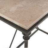 Galesbury Rectangular Cream Travertine/Antique Silver Side Table - Ornate Home