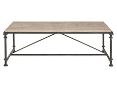 Galesbury Travertine/Antique Silver Cocktail Table - Ornate Home