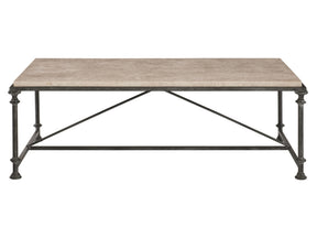 Galesbury Travertine/Antique Silver Cocktail Table - Ornate Home