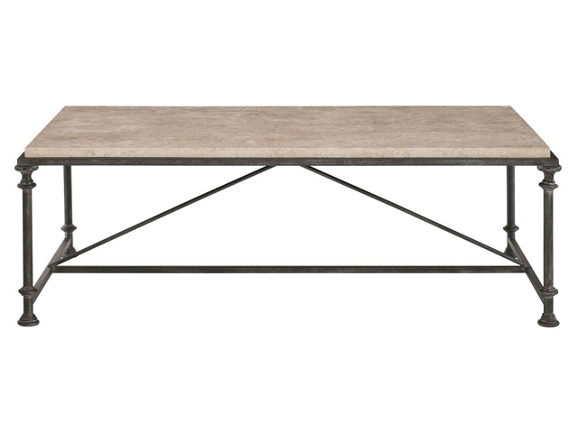 Galesbury Travertine/Antique Silver Cocktail Table - Ornate Home