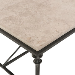 Galesbury Travertine/Antique Silver Cocktail Table - Ornate Home