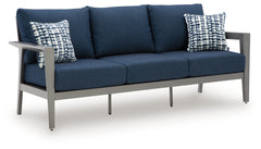 Gali Gray/Blue Outdoor Sofa/Chairs/Table Set (Set of 4) - Ornate Home