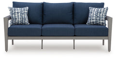 Gali Gray/Blue Outdoor Sofa/Chairs/Table Set (Set of 4) - Ornate Home