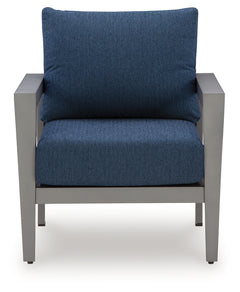 Gali Gray/Blue Outdoor Sofa/Chairs/Table Set (Set of 4) - Ornate Home