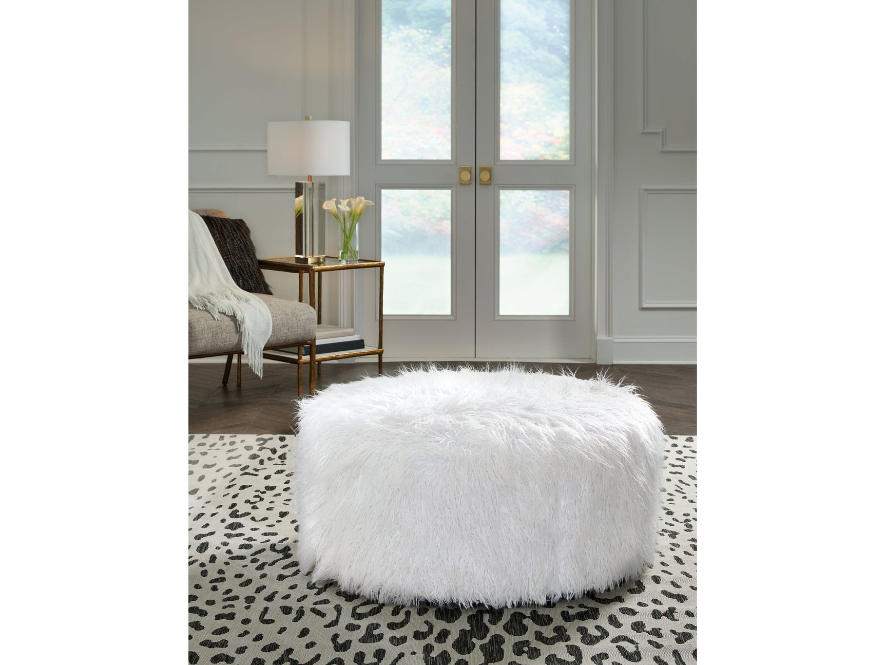 Galice White Oversized Accent Ottoman - Ornate Home