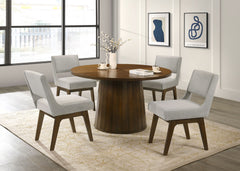 Galindo Light Grey And Walnut 5-Piece 52-inch Round Dining Set - Ornate Home