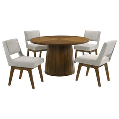 Galindo Light Grey And Walnut 5-Piece 52-inch Round Dining Set - Ornate Home