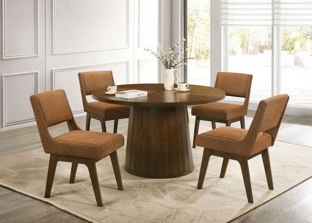 Galindo Nutmeg And Walnut 5-Piece 52-inch Round Dining Set - Ornate Home