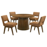 Galindo Nutmeg And Walnut 5-Piece 52-inch Round Dining Set - Ornate Home