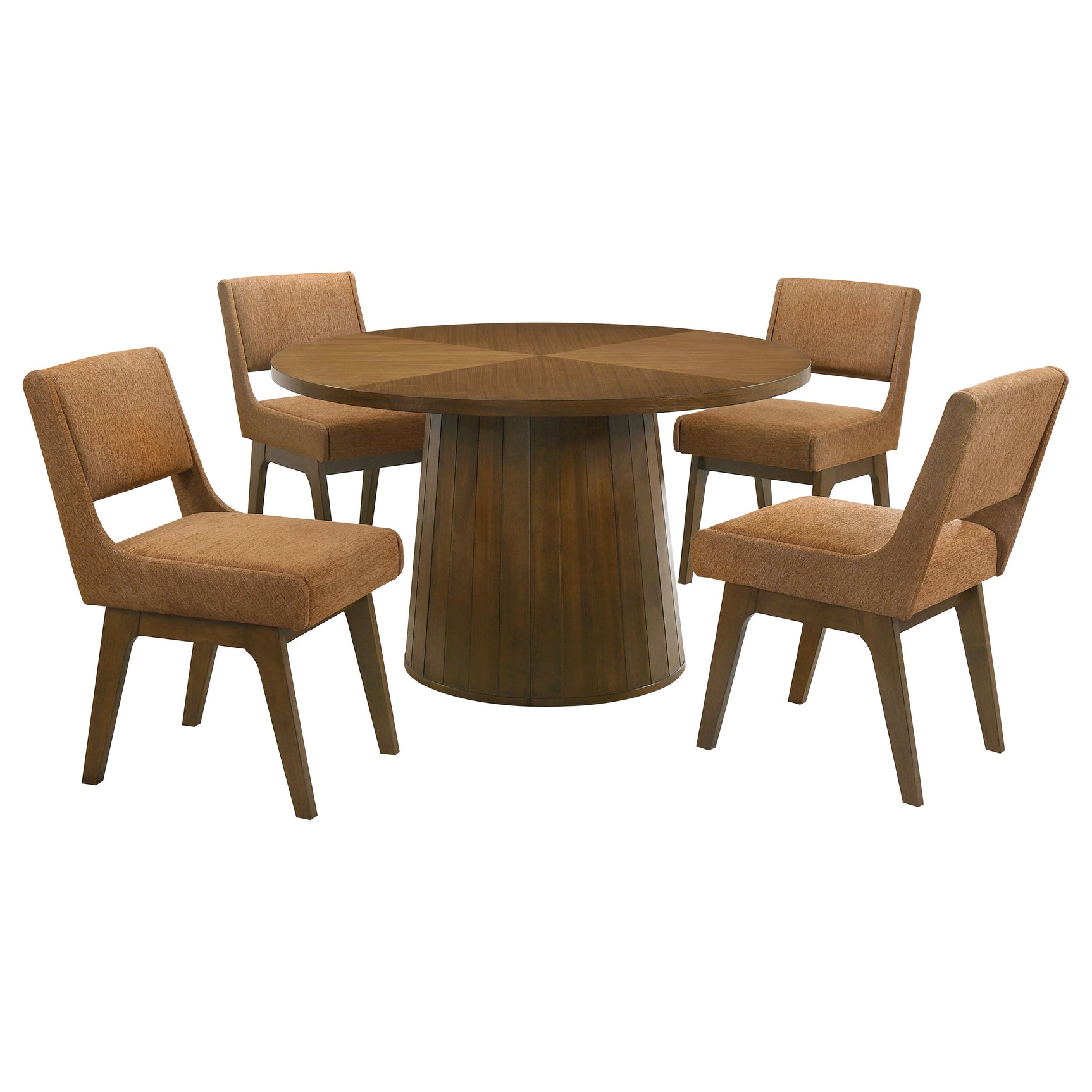 Galindo Nutmeg And Walnut 5-Piece 52-inch Round Dining Set - Ornate Home