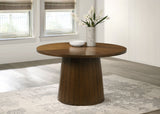 Galindo Walnut 52-inch Round Walnut Veneer Dining Table - Ornate Home