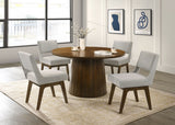 Galindo Walnut 52-inch Round Walnut Veneer Dining Table - Ornate Home