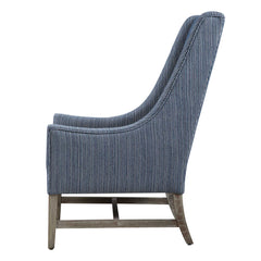 Galiot Blue/White Wingback Accent Chair - Ornate Home