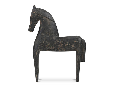 Gallant Black Wooden Sculpture - Ornate Home