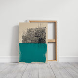 Modern Abstract Art Print in Teal and Black