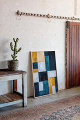 Modern Yellow and Blue Abstract Geometric Canvas
