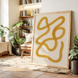 Golden Drift – Minimal Abstract Line Art Print