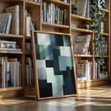 Forest Fade – Geometric Brushstroke Abstract Art Print