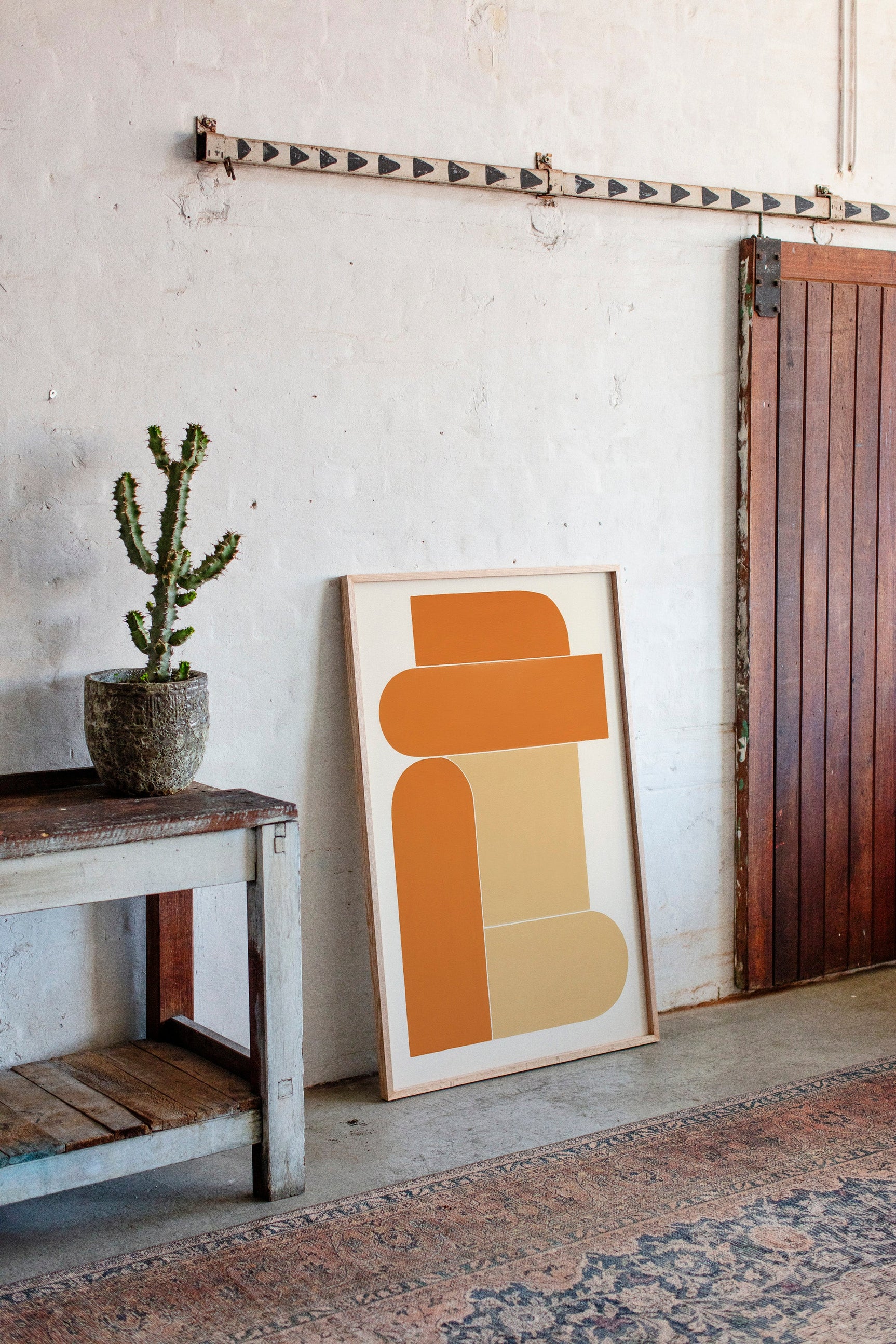 Terracotta Stack – Modern Geometric Abstract Print