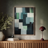 Forest Fade – Geometric Brushstroke Abstract Art Print