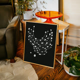 Minimalist Abstract White Dots on Black Canvas
