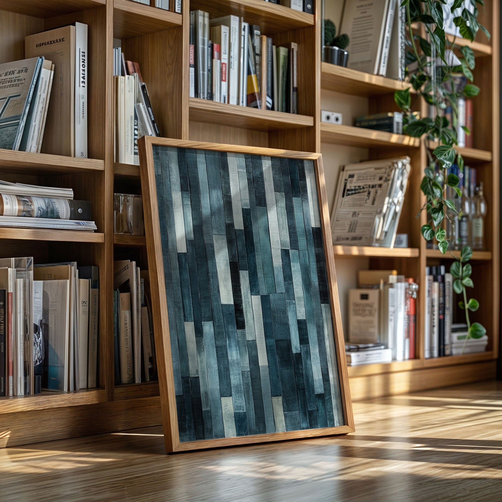 Midnight Panels – Abstract Vertical Woodgrain Art Print
