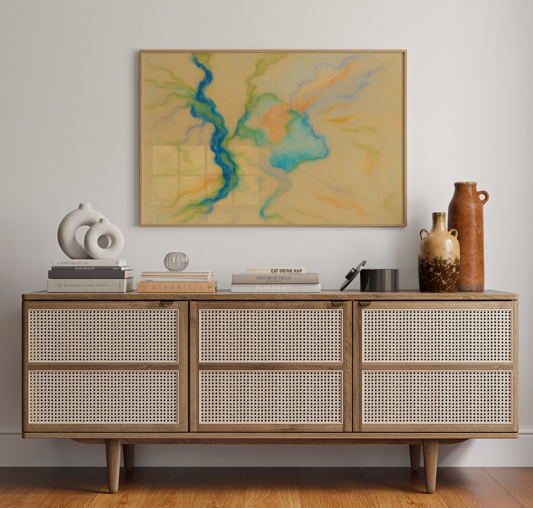 Vibrant Abstract Pastel River Art Print