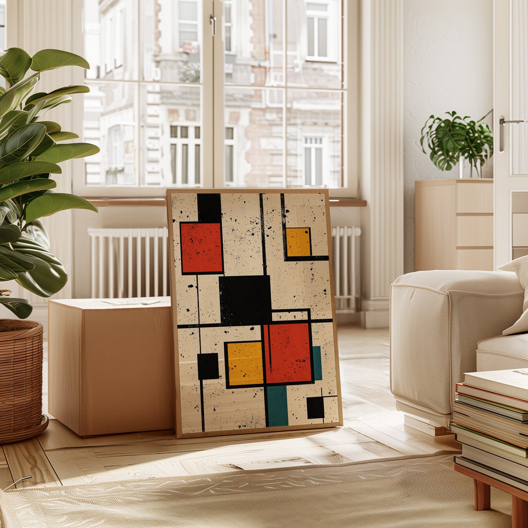Primary Pulse – Geometric Modernist Splatter Art