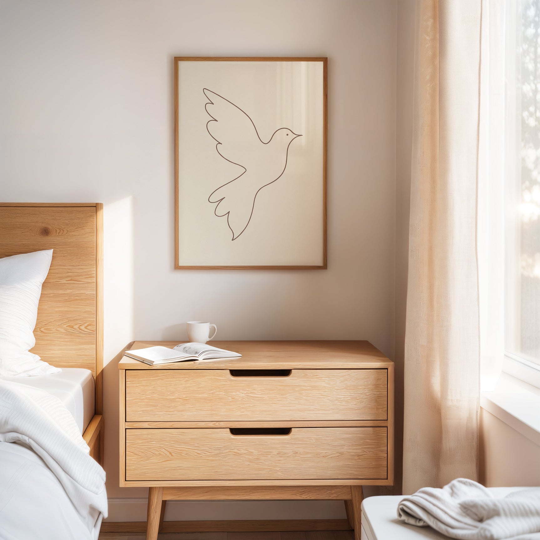Minimalist Dove Line Art Print