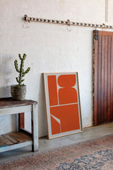 Vibrant Geometric Abstract Art Print in Bold Orange