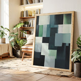 Forest Fade – Geometric Brushstroke Abstract Art Print