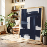 Midnight Crossings – Bold Navy Abstract Brush Art