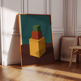 Minimalist Geometric Art Print - Bold Colorful Cubes