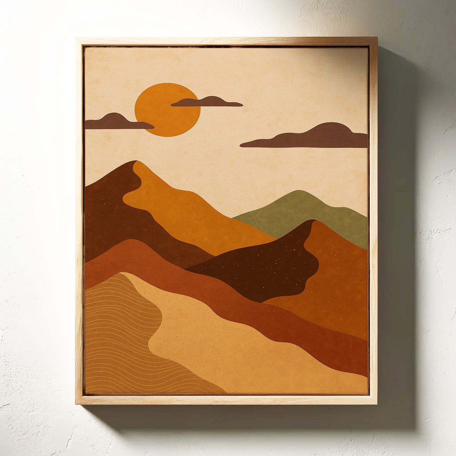 Vintage Sunset Mountain Landscape Art Print