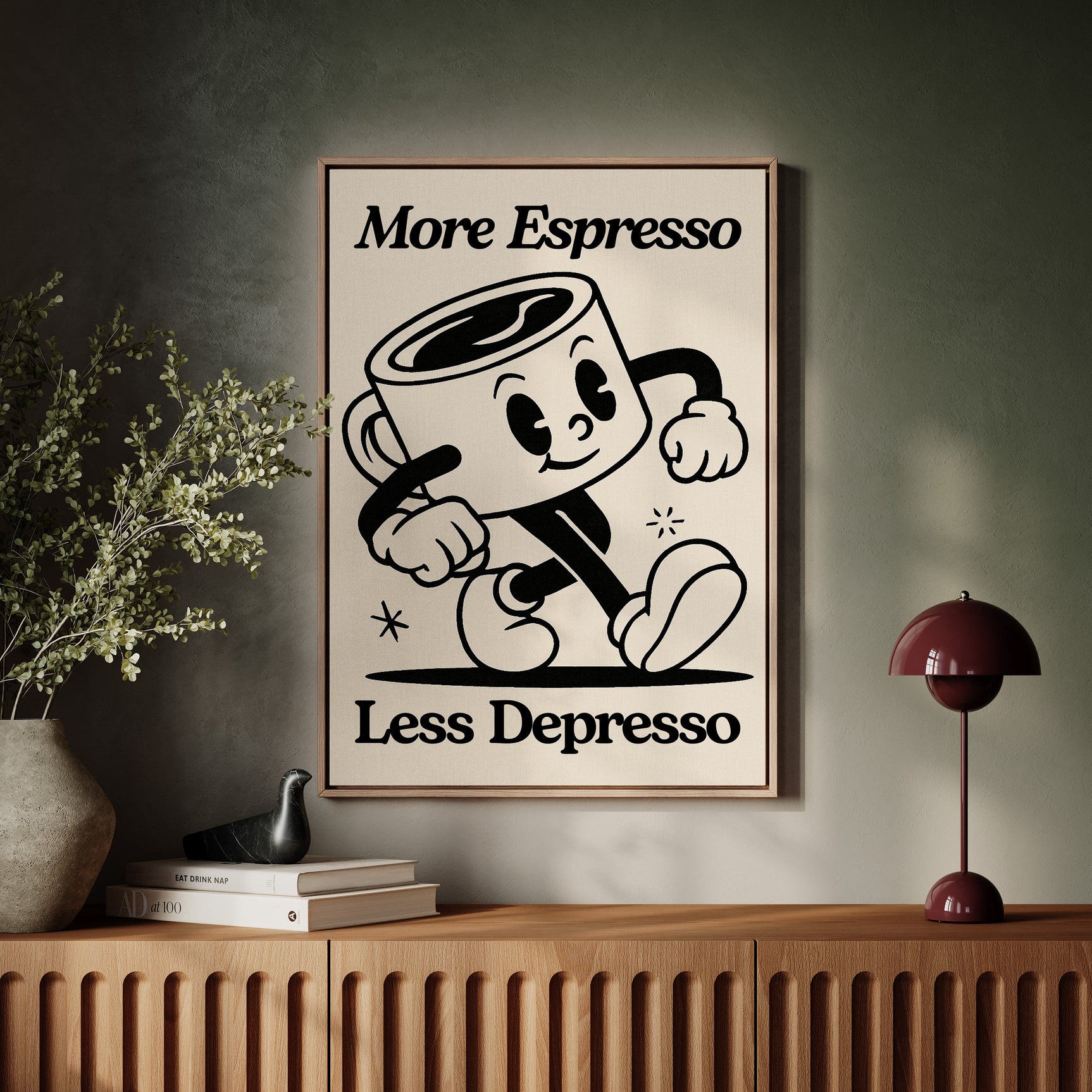 Caffeinated Cheer - Retro Coffee Art Print