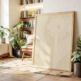 Minimalist Floral Line Art Print in Beige