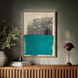 Modern Abstract Art Print in Teal and Black
