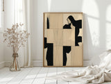 Modern Abstract Geometric Art Print in Black and Beige