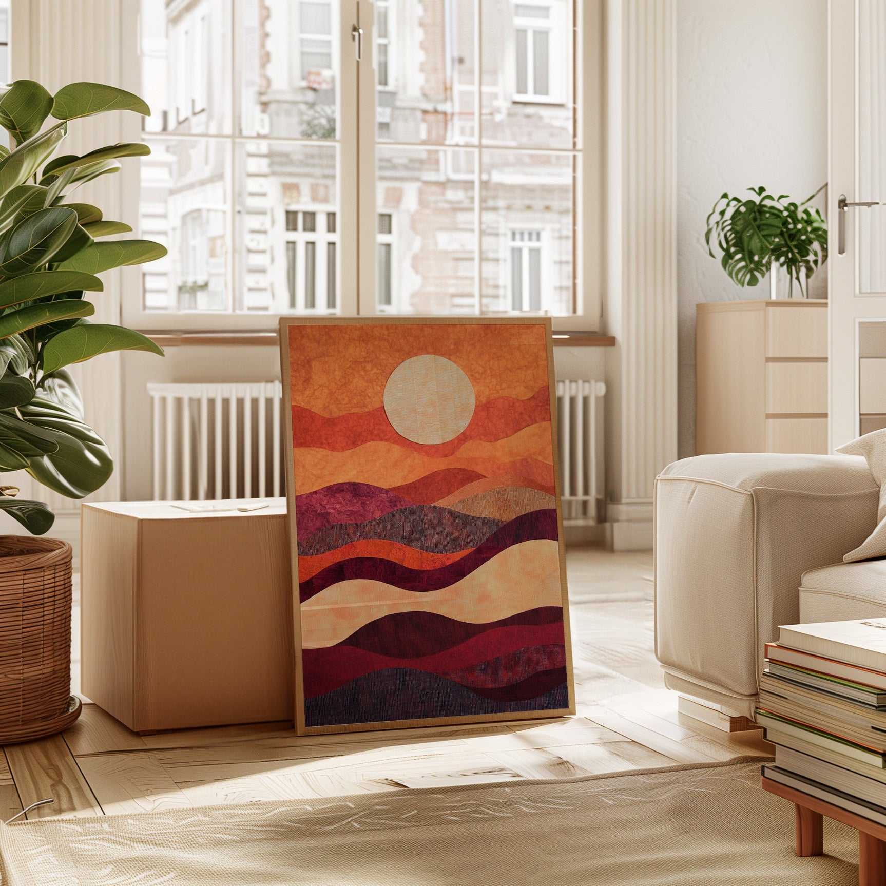 Sunset Serenity: Handmade Textile Wall Art