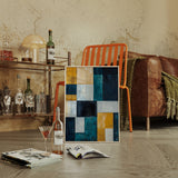 Modern Yellow and Blue Abstract Geometric Canvas