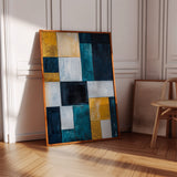Modern Yellow and Blue Abstract Geometric Canvas