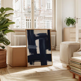 Midnight Crossings – Bold Navy Abstract Brush Art