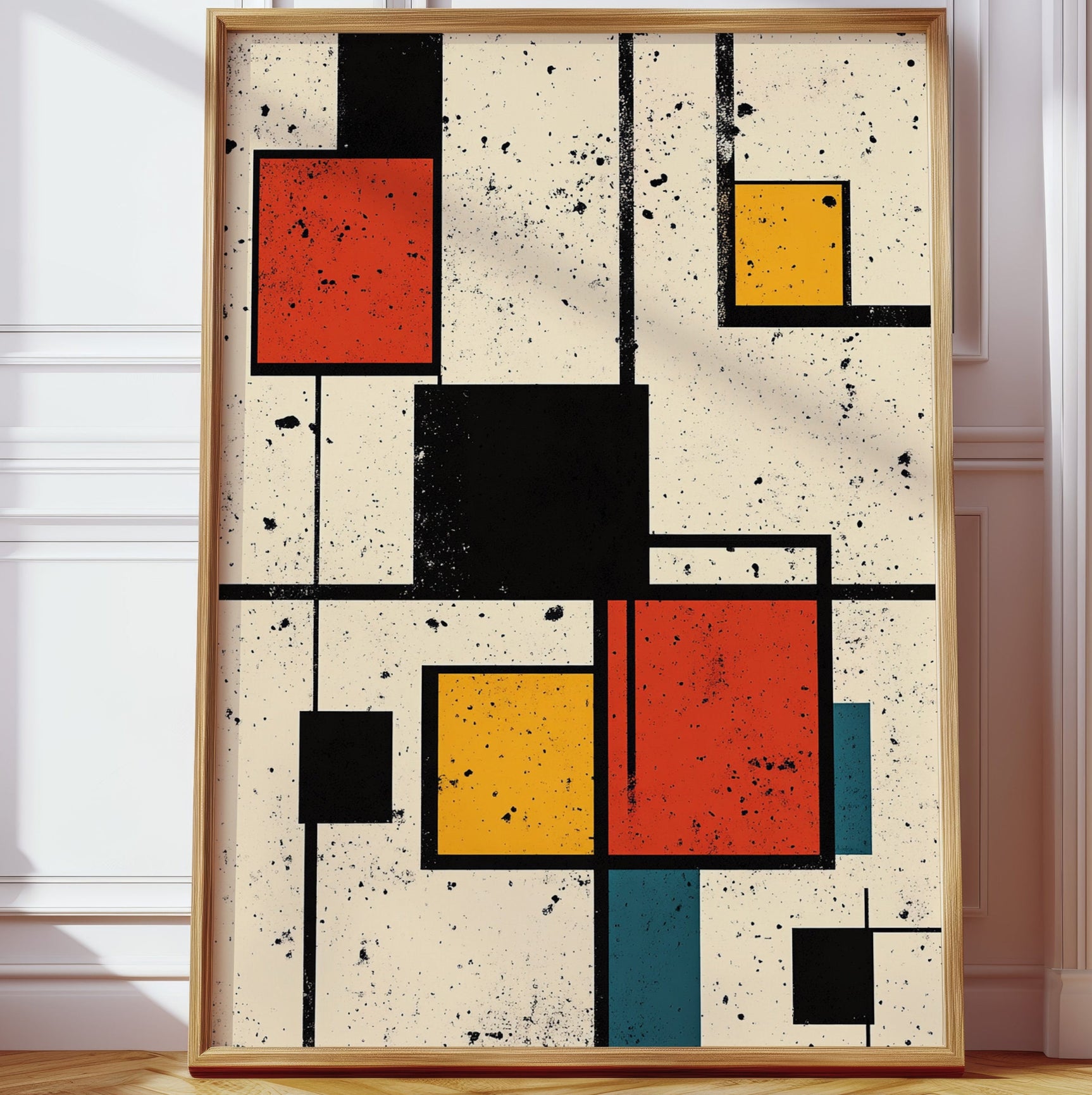 Primary Pulse – Geometric Modernist Splatter Art