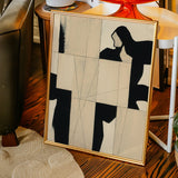 Modern Abstract Geometric Art Print in Black and Beige