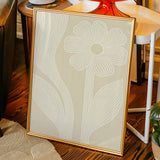 Minimalist Floral Line Art Print in Beige