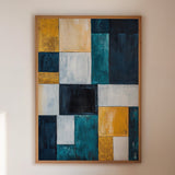 Modern Yellow and Blue Abstract Geometric Canvas