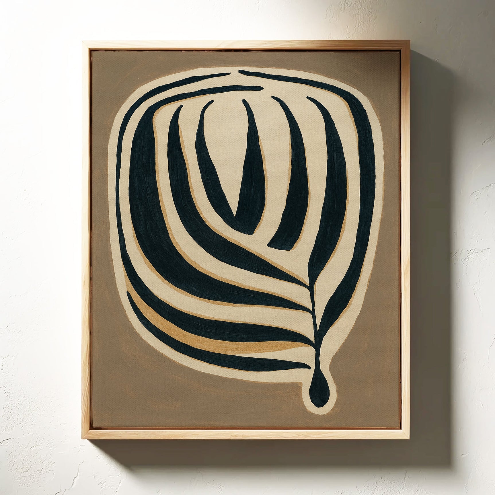 Earthy Elegance - Minimalist Leaf Canvas Art