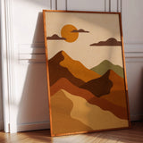 Vintage Sunset Mountain Landscape Art Print
