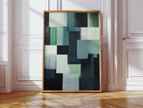 Forest Fade – Geometric Brushstroke Abstract Art Print